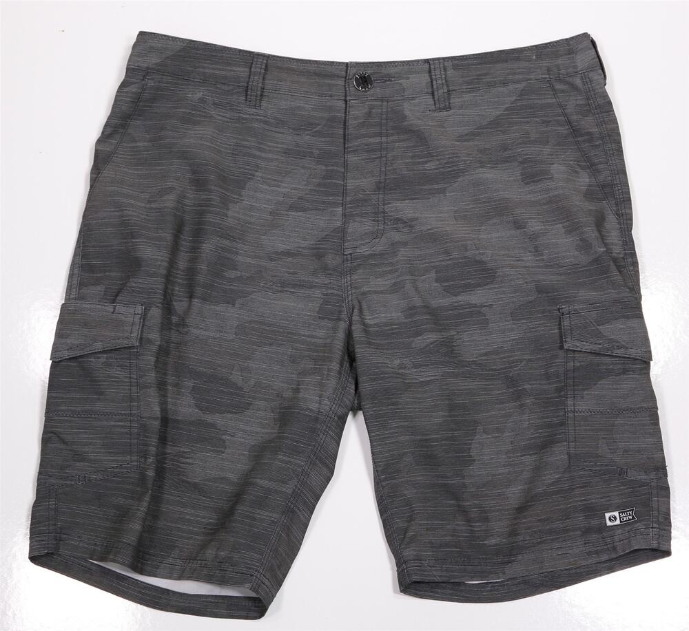 Salty Crew Hybrid Gray Camo Shorts 10" Inseam 34